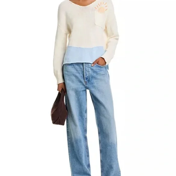 Vintage Havana beach sweater oversized slouchy embroidered waves sunset - Picture 2 of 11